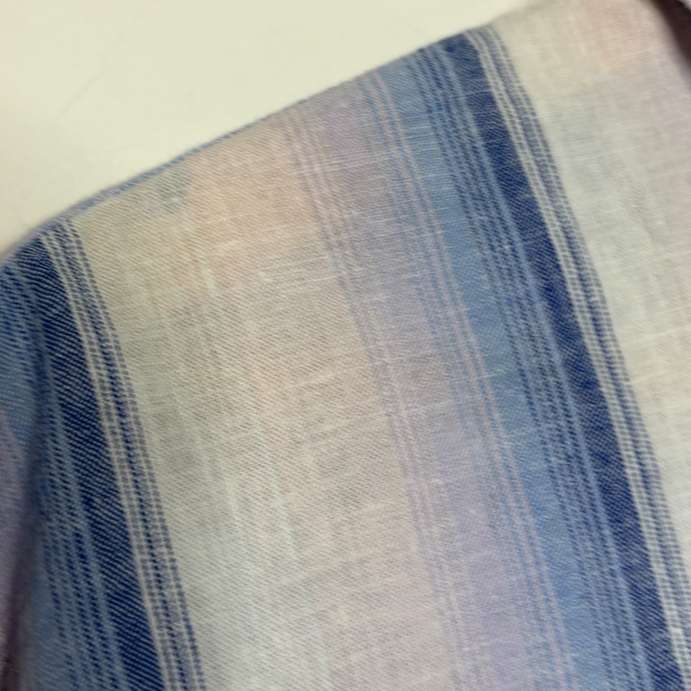 Gap Linen Cotton Shirt Blue Pink Striped Womens XL Nautical Preppy Fisherman - Picture 3 of 6